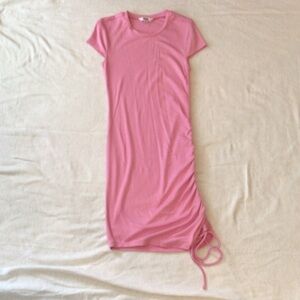 BB Dakota, Small;Pink Short Sleeve Drawstring Midi Dress